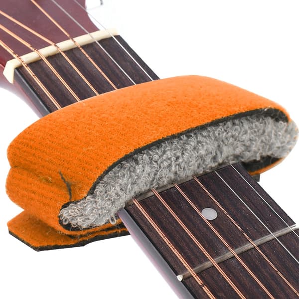 Instrumentsträng Muter Brusreducer Dämpare för 6 Strängar Elektrisk Trä Akustisk Gitarr Bas  (Orange )