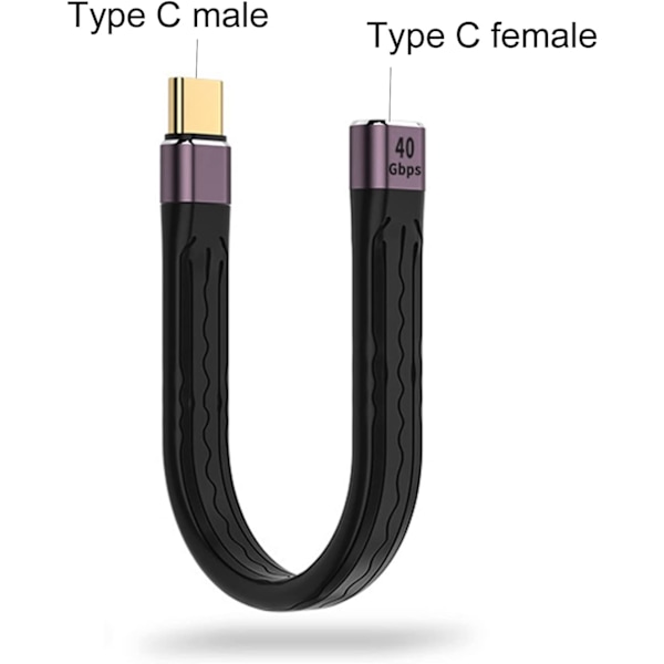 Diarypiece Type C-kabel USB-hun til Type-C-han Hurtigoplader Synkroniseringsdatakabel, 40 gbps til mobile strømbanker -Tablet