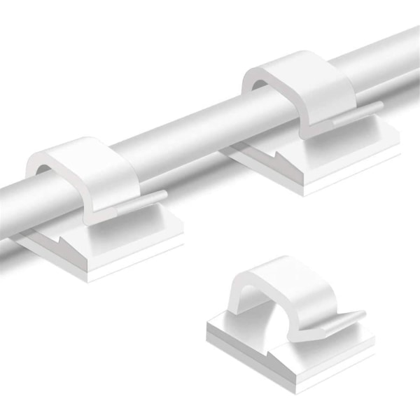 50 st kabelklämmor, självhäftande kabelorganisatör sladdhållare, hållbar stark kabeltrådshantering för bil, kontor och hem (vit)