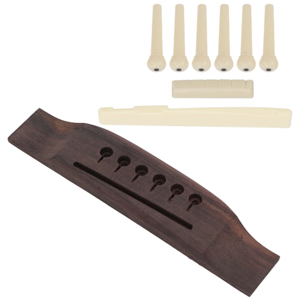 Gitar Preslotted Bridge Set Rosewood Plast Sadel Mutter Pin Set for Akustiske Gitarer