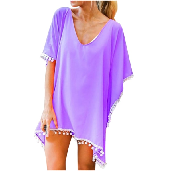 Women's Chiffon Swimsuit Beach Bathing Suit Cover Ups for Swimwear --- Purple B（Size M）