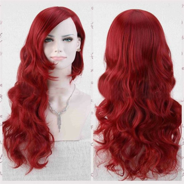 peruker COS Batman Poison Ivy Röd Peruk Curly Long Cosplay Daily Hair Värmebeständig syntetfiberperuk