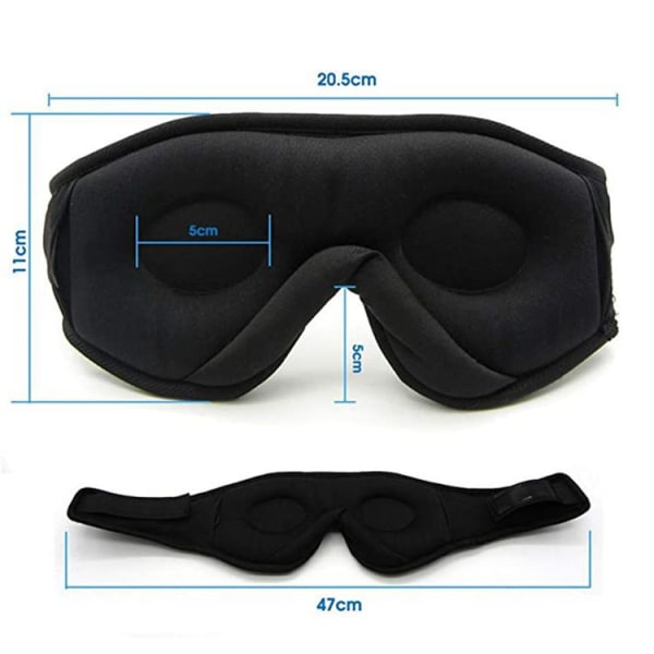Sovhörlurar, 3D Sömnmask Bluetooth Trådlös Musik Ögonmask, Sovhörlurar för Sidosovare Sömnmask med Bluetooth H