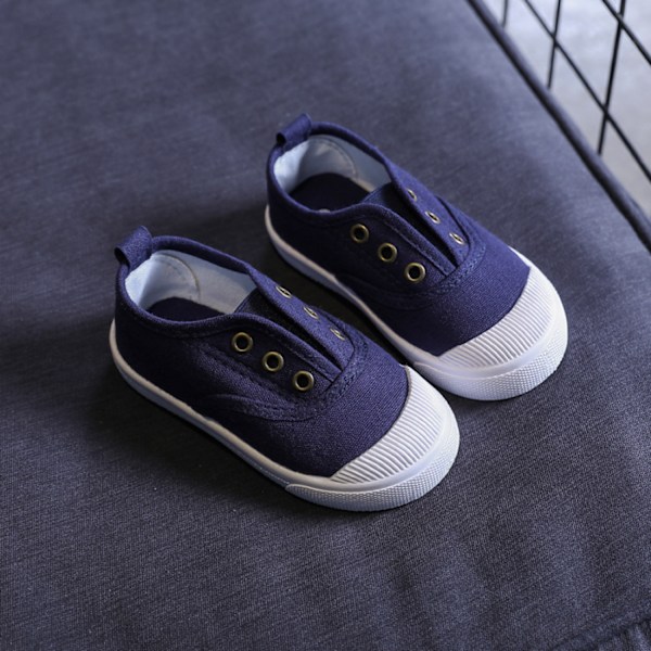 Drenge- og pigesko i lærred, lette slip-on sneakers, løbesko ---- Blå （Størrelse 21）