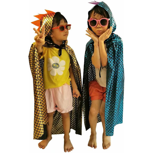 Dinosaur Kostumer Grøn Drage Kappe Halloween Klæd Ud Tøj 3-8 År Gammel Hooded Green Cloak