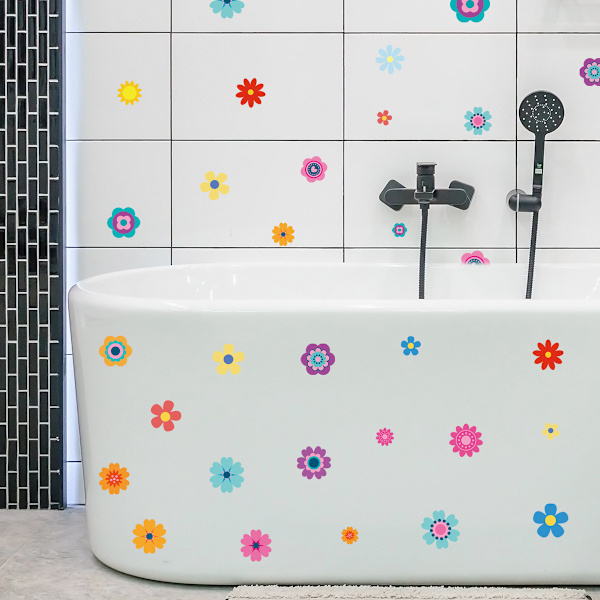 Sklisikre blomsterbadekar klistremerker, vanntette og sklisikre for dusj og badekar