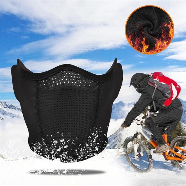 Vinter Fleece Halvmask Vindtät Bälte, Motorcykel Ridning Mask Varm Vindtät Dammtät Taktisk Mask Ansikte Och Öra