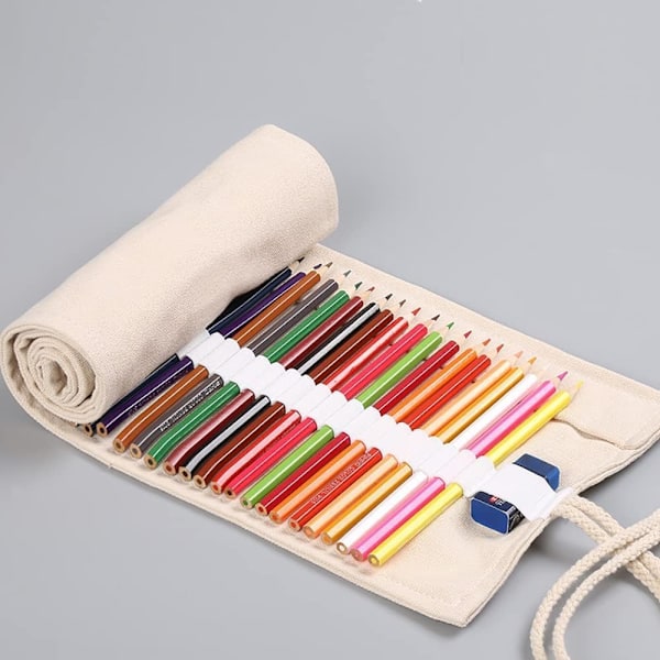 Slots Penalhus Rulle Penalhus, Kunstner Farveblyanter Rulle Taske Korte Børster Pose Etui Blyant Organiser til Tegning Farvelægning a White 36 slots