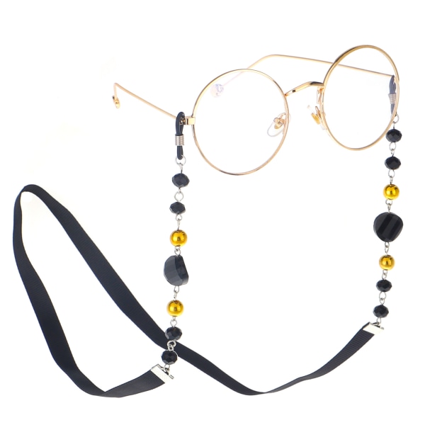 Fashionabla solglasögonkedja för kvinnor, svarta akrylpärlor, halkfria glasögonkedjor, nackband, läsglasögonrep
