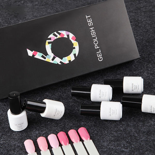 6 stk. 7 ml neglelak glitter skinne soak off langtidsholdbar UV LED gel polish manicure (RCTC6-03)