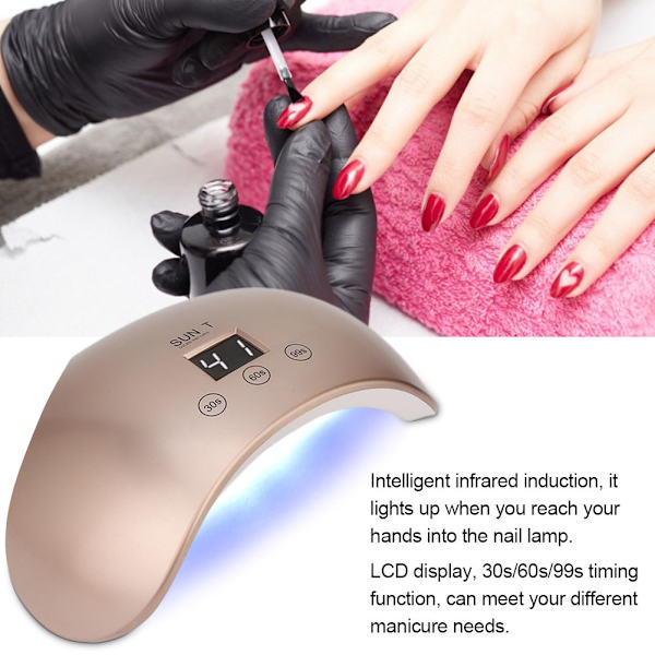 24W Nagellampa UV LED Gel Nagellack Torktumlare Snabbtorkande LCD Nagelkonstmaskin