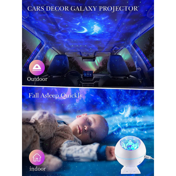Galakseprojektor, Bluetooth Musik Led Galakse Lyset Projektor til Soveværelse, Sky Stjerne Galakse Lampe, Stemmestyring Børn Nattlys Projektor, Timer