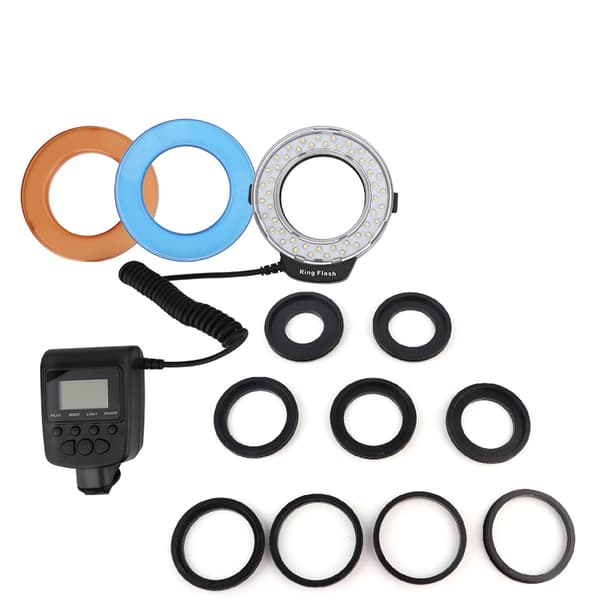 Bærbar 48 LED Ring Flash Lys Linse Adapter Ringe Sæt Til Canon til Nikon til Fuji SLR Kamera