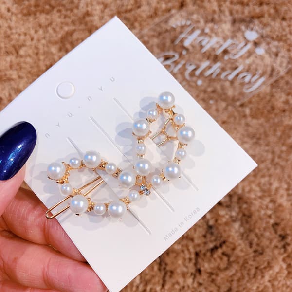 3 stk. Temperament Perle Hår Side Clip Enkel Hår Side Clip Bangs Seaside Clip til Kvinder Piger----Krone