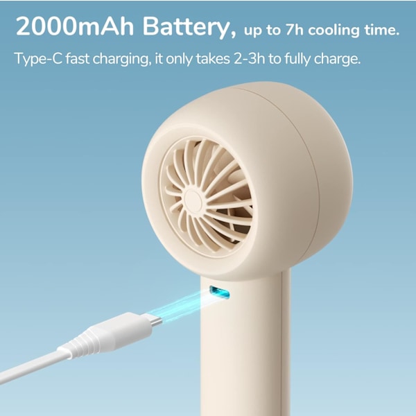 Mini Håndholdt Blæser Uden Blade, Bærbar Lille Hånddesign med Genopladeligt Batteri, Lomme Rejsekøling med USB, Støjsvag, Kraftfuld Brown