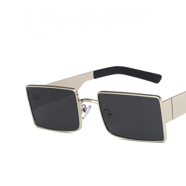 Svarta klassiska solglasögon - Unisex solglasögon UV400 skyddande herr dam (silver och grå)