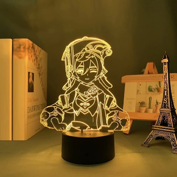 Yanfei Genshin Impact LED 3D-lamppu Illuusiovalo Työpöytälamppu Japanilainen Anime-valo, Lapsen Makuuhuoneen Sisustukseen Yövalo Syntymäpäivälahja M