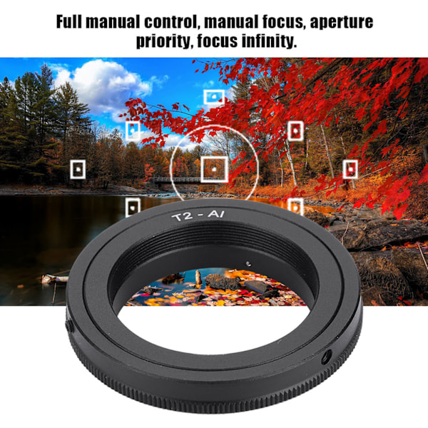 T2-adapterring T-fäste spegelobjektiv telefototeleskop till DSLR-kamera (T2-AI)