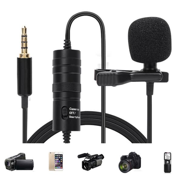 YC VM10 Bærbar Professionel Lavalier Clip-on Mikrofon til Kamera Smartphone