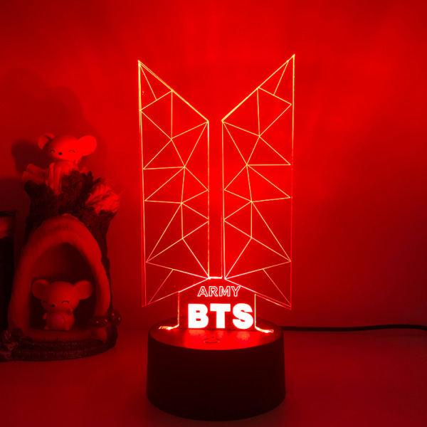 Qinwei 3D LED nattlampa BTS Singer Youth League 3D Illusion Lamp fjärrkontroll för fans sovrumsdekor --- Stil B2（Svart säte）