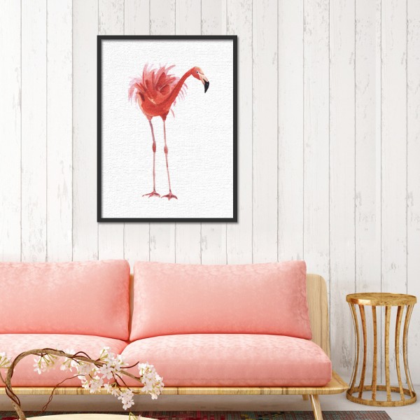 Wekity Flamingo Väggkonst Canvas Print Affisch, Enkelt Mode Akvarell Konst Ritning Inredning för Hem Vardagsrum Sovrum Kontor och Barnrum (Se