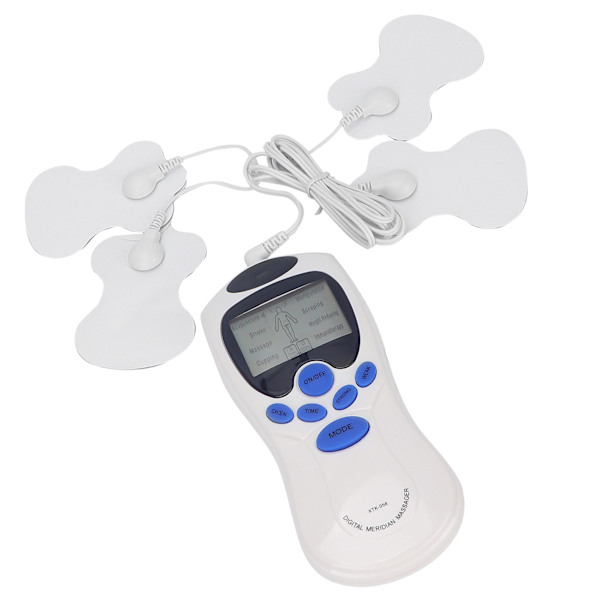Muskelstimulator Bærbar Mini Elektronisk Pulsmassager EMS-maskine med 4 puder EU-stik 100-240V