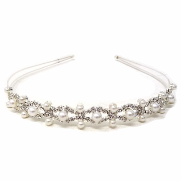 Bröllopstillbehör Brud Brudtärna Blomsterflicka Krona Hårband Tiara med Kristall och Faux Pärla（HG047）