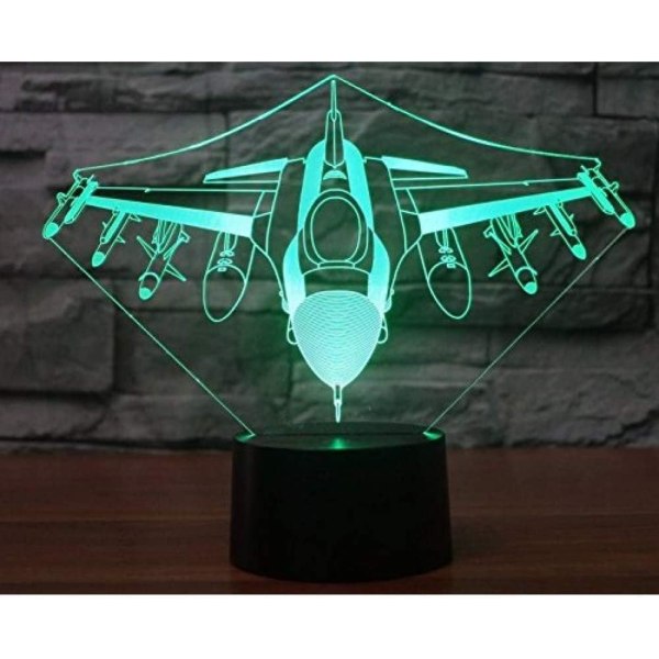 WJ 3D Flygplan Fjärrkontroll 16 Färg Nattljus Illusion Akryl LED Bordslampa Sänglampa Barn Sovrum Skrivbord Dekor Födelsedag Jul Gi
