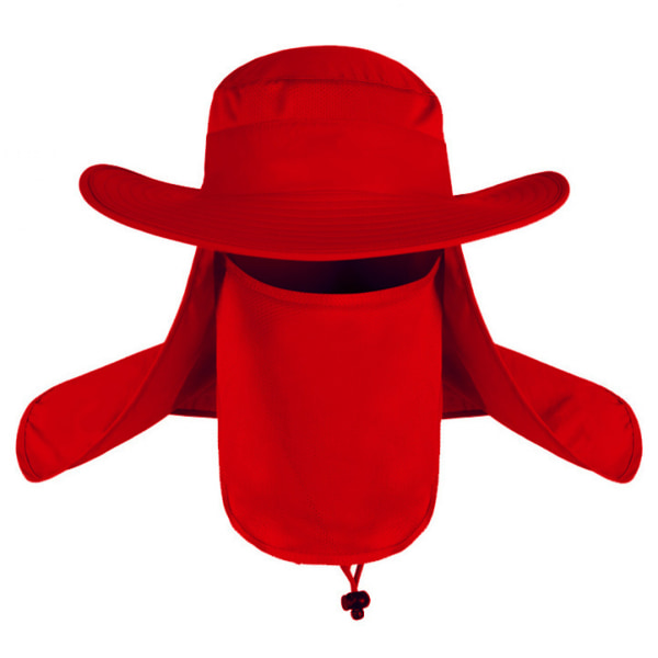 Cap fiskehatt,UPF 50+ solskydd Cap Avtagbar hals- och cover för man kvinnor (stor röd)