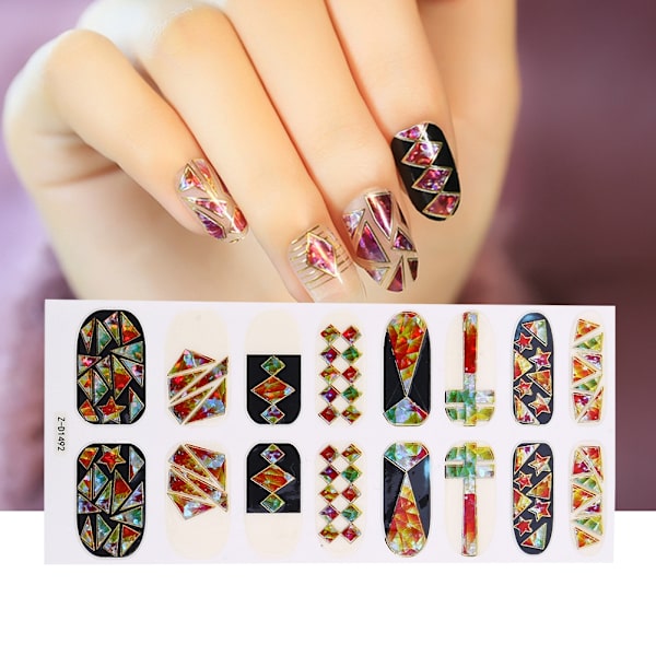 16 st/ark färgglada 3D-designade spegeldekaler för nagelkonst, manikyrdekoration 2#Z-D1492