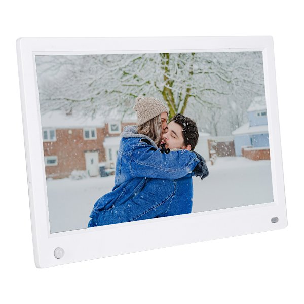 12,5\" skärm HDMI IPS Multifunktion Human Detection Digital Fotoram 1080P (Vit)