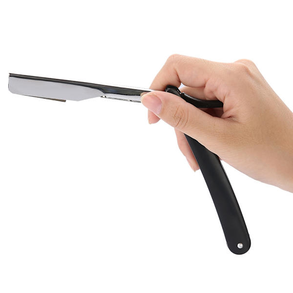 Barber Barberkniv Lige Kant Hårklipper Salon Foldbar Klinge Barberkniv med Klinge Sort