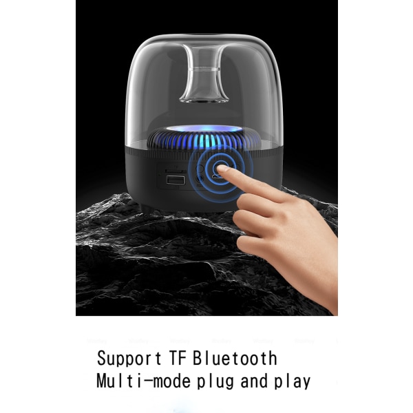 F7 bluetooth-högtalare transparent färgglatt ljus Blå