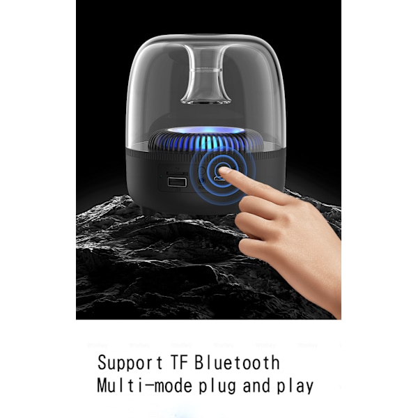 F7 Bluetooth-kaiutin läpinäkyvä värillinen valo Musta