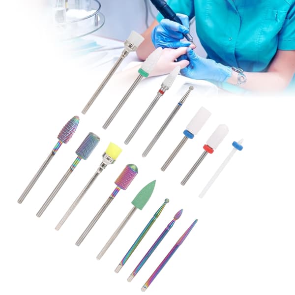 15 stk Profesjonelle Neglekunst Drill Bits Sett Elektrisk Manikyr Maskin Drill Bits Negle Sander Tip Sett