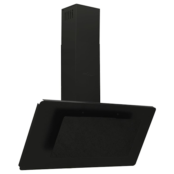 Keittiökattotuuletin 90 cm, ruostumaton teräs ja karkaistu lasi, musta
