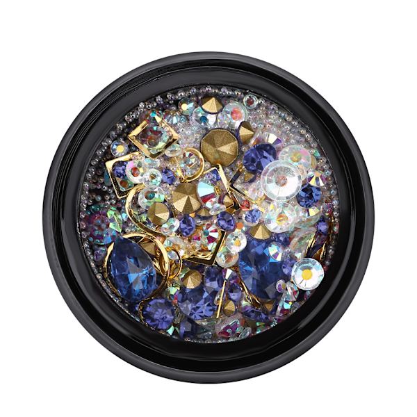 Färgglada spetsiga nagelkonst strass glitter manikyr DIY dekoration tillbehör blå