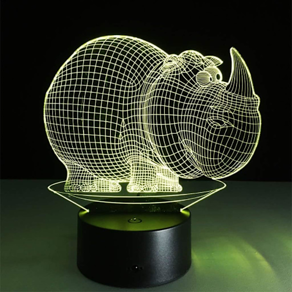 WJ Sengelampe Illusion LED Natlys 3D Natlys LED Illusion Stereo Næsehornsform Sengelampe Natlys Illusion LED Natlys Natlys