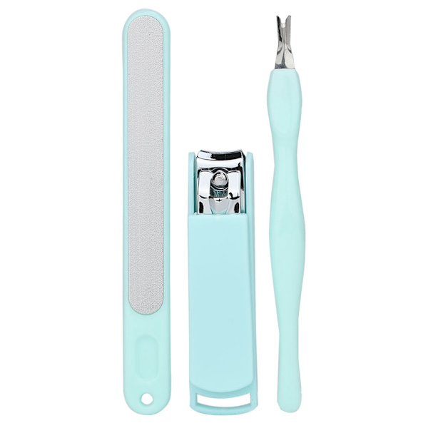 3 st rostfria nagelklippare + död hud gaffel + nagelfil manikyr pedikyr verktyg grön