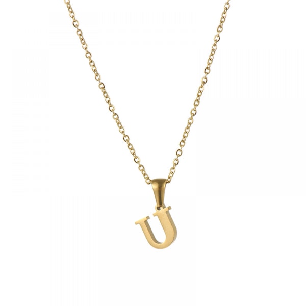 Women's initial necklace, 18K Gold Plated Name Necklace, Letter Pendant Chain 17.71"