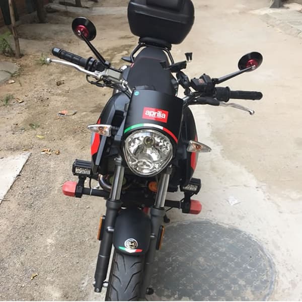 3.14'' Motorcykel Retro Rundt Bakview Spejl med Montering Bolt - Sort Rød (En Pakke)