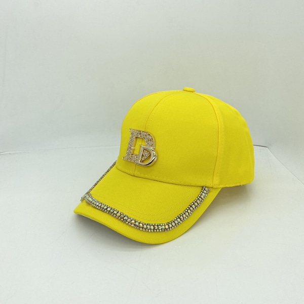 Dotpet Hat Damsommar Bright Diamond Stor bokstavsetikett Peaked Cap Mode Wild cap Herr(Gul)