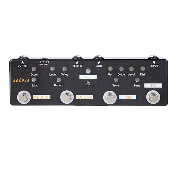 Gitarr Effekt Pedal 5 Lägen Reverb Delay Fx LOOP Distortion Overdrive Gitarr Stämningstillbehör