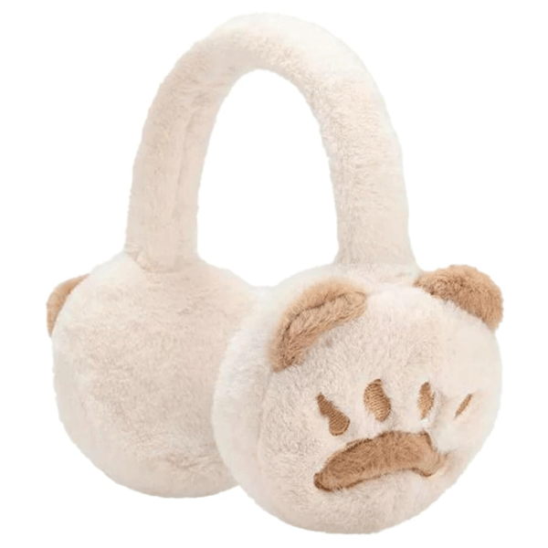 Søde Kattepote-øreklapper - Hjerteformet Mønster Foldbare Bløde Plys Ørevarmere, Bløde Fluffy Ørekopper til Kvinder, Hyggelig Vinter Udendørs Ørevarmer Beige-brown