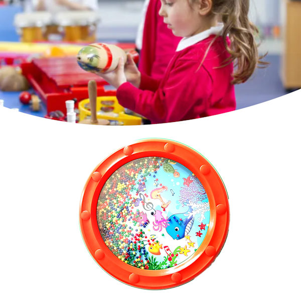 Wave Bead Ocean Drum Plast Pedagogisk Mjukt Havsljud Trumma Slagverk för Barn Vuxna 10in Orange