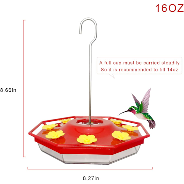 Kolibri Foderautomat med 8 Blomster Stil Fodring Porte Kolibri Foderautomat, Kolibri Foderautomater til Udendørs Hængende i Lyse Farver t