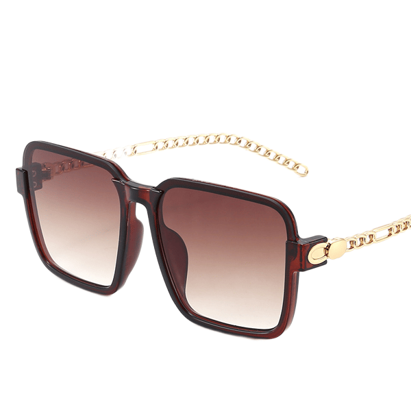 Fashion Chain Temple Square Large Frame UV Blocking Sunglasses