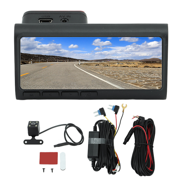 Dubbel Dash Cam 3,3 tum WiFi 1080P HD Smart Loop Recording Dashboard Driving Recorder för bil