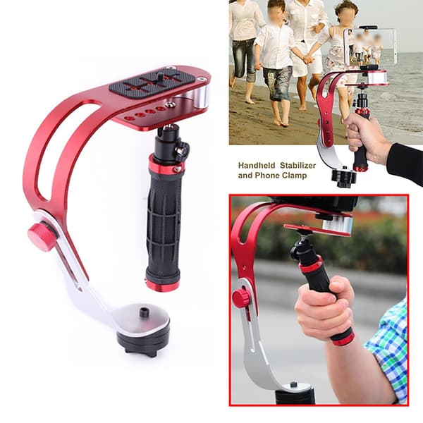 Professionell handhållen videostabilisator handgrepp stabilisator stöd montering hållare för kamera