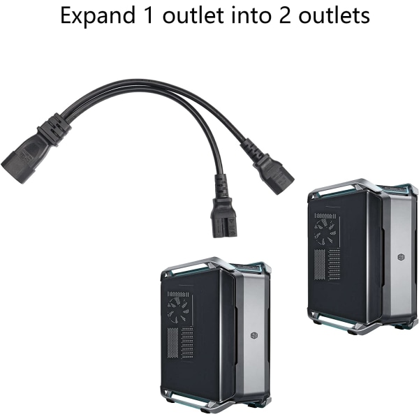3 stk. 0,3 m IEC 320 C14 til dobbelt IEC 320 C15 hun-splitter forlængerkabel til router, netværksswitch, computer (c14-2xc15)